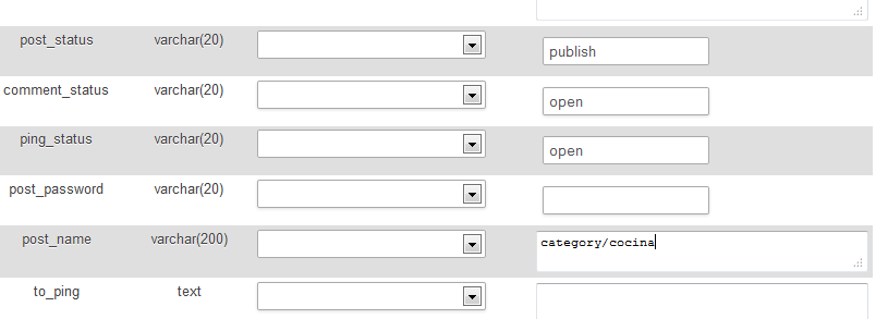 Páginas de entradas adicionales en WordPress - WordPress - Página de cocina - Editar DB Category Name