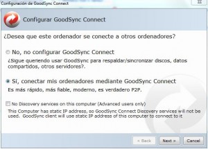 Sincronizar archivos - Configuración GoodSync Connect