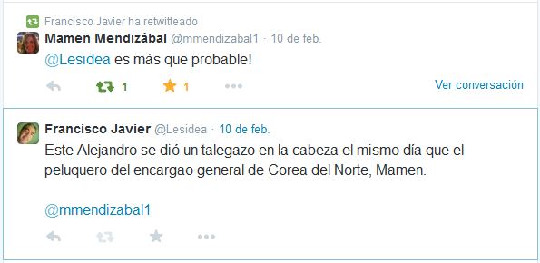 Conversación Twitter sobre Alejandro Cao entre Lesidea y Mamen Mendizabal
